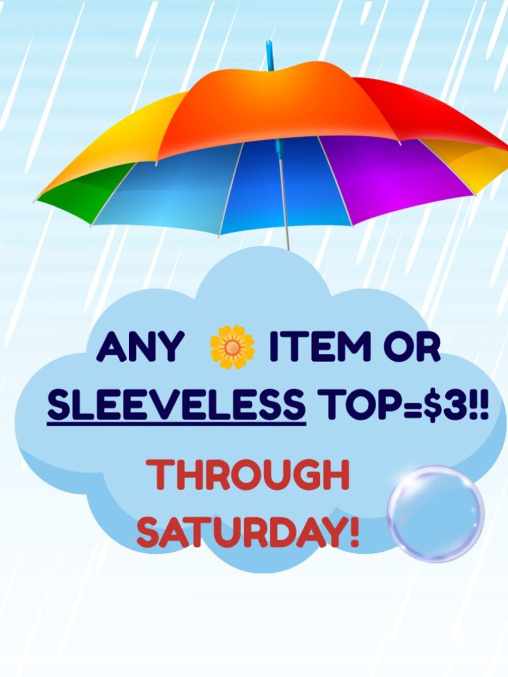 ANY  🌼 Item OR Sleeveless Top (Tank, Cami, Sleeveless Description) is JUST $3!!